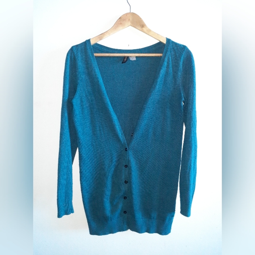 Cozy Button-up Cardigan in Teal, S-M